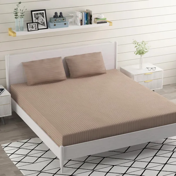 Dark_Beige_Microfiber_Satin_Bedsheet_Set_With_Pillow_Covers