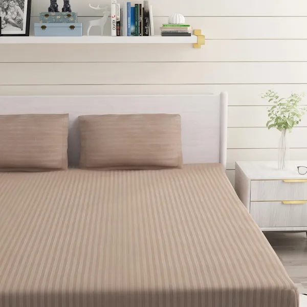 Dark_Beige_Microfiber_Satin_Bedsheet_Set_With_Pillow_Covers