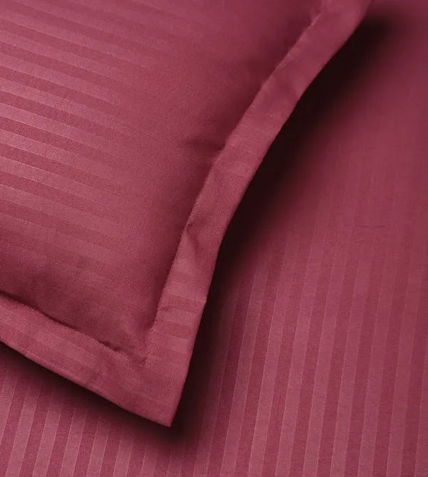 Dark_Wine_Microfiber_Satin_Stripe_Bedsheet_Set_Double_Bed