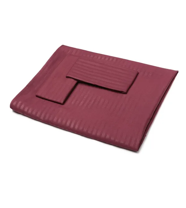 Dark_Wine_Microfiber_Satin_Stripe_Bedsheet_Set_Double_Bed