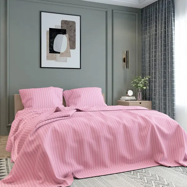 Pink_Microfiber_Satin_Bedsheet_Set_Double_Bed