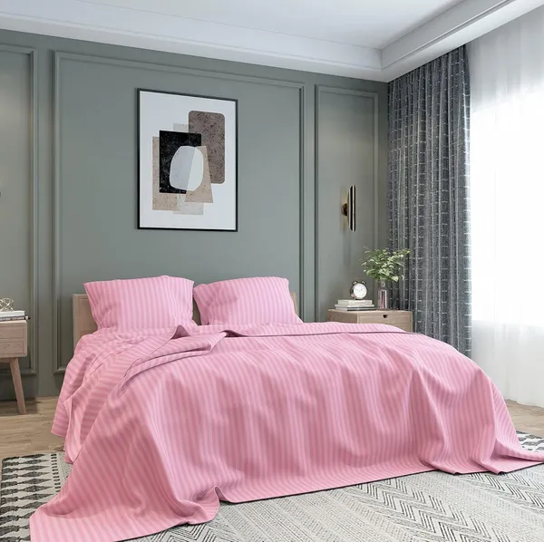Pink_Microfiber_Satin_Bedsheet_Set_Double_Bed