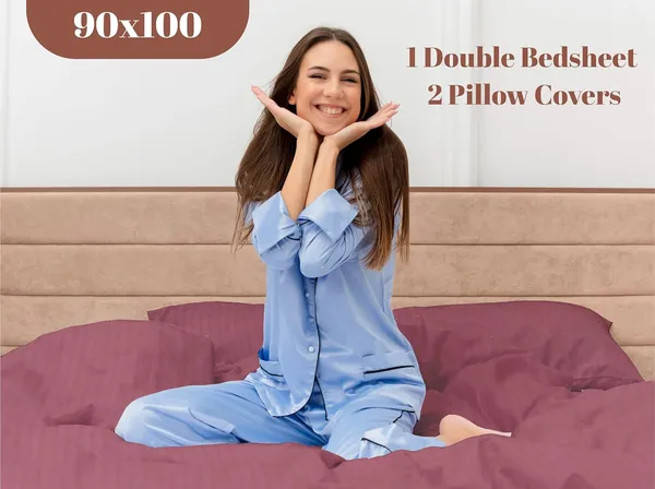 Wine_Microfiber_Satin_Bedsheet_Set_Double_Bed