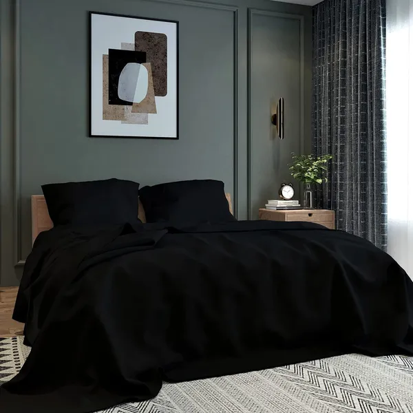 Black_Microfiber_Double_Bed_Sheet_With_Pillow_Covers