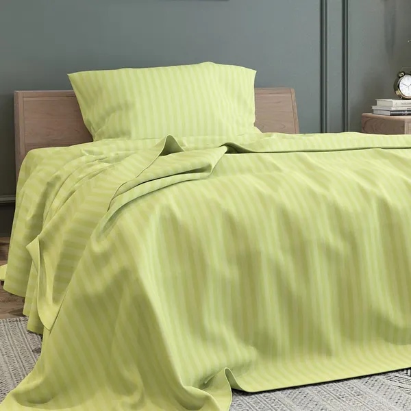 Neon_Green_Microfiber_Satin_Striped_Bedsheet_With_Pillow_Cover_Single_Bed