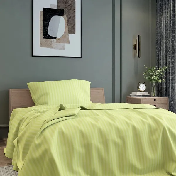 Neon_Green_Microfiber_Satin_Striped_Bedsheet_With_Pillow_Cover_Single_Bed