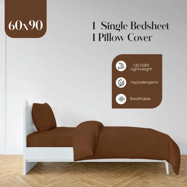 Brown_Microfiber_Plain_Bedsheet_With_Pillow_Cover