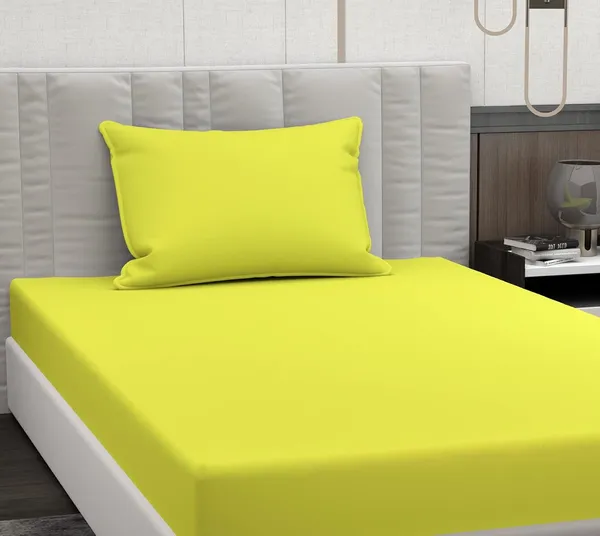 Neon_Green_Microfiber_Plain_Bedsheet_With_Pillow_Cover