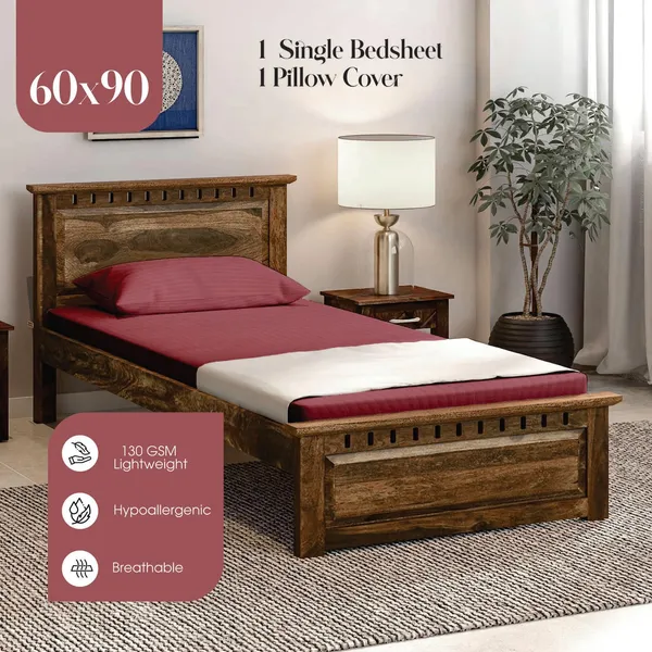 Wine_Microfiber_Bedsheet_With_Pillow_Cover