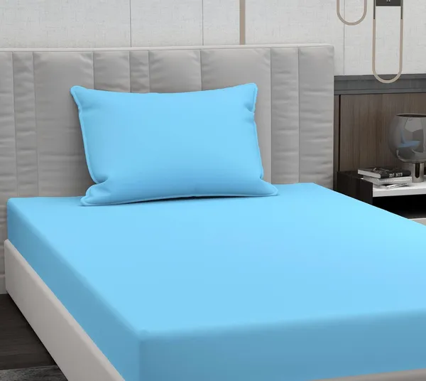 Sky_Blue_Microfiber_Bedsheet_With_Pillow_Cover