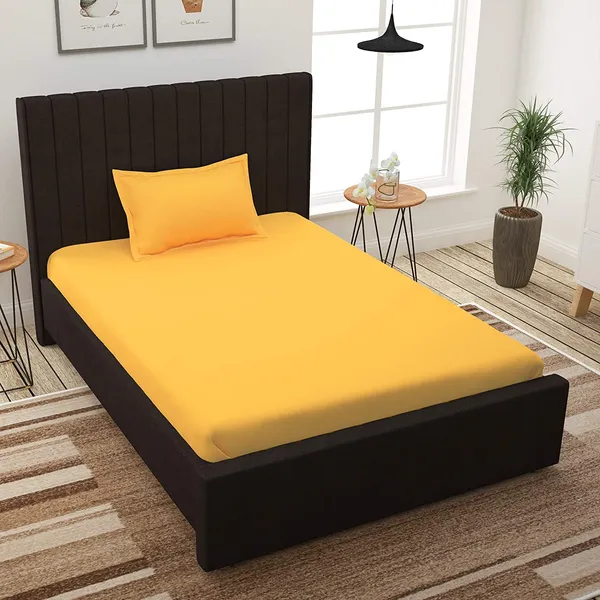 Yellow_Microfiber_Bedsheet_With_Pillow_Cover