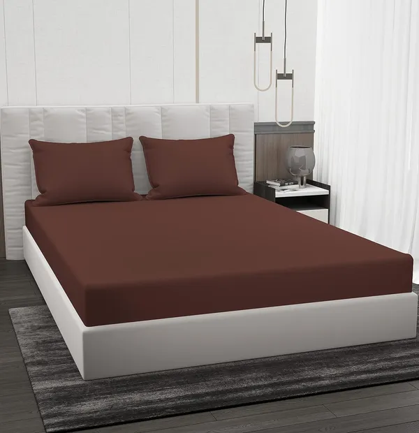 Brown_Microfiber_Bedsheet_With_Pillow_Covers