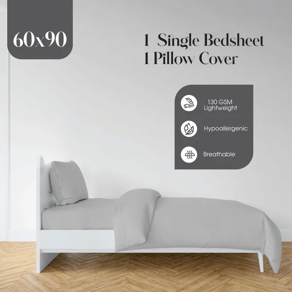 Grey_Microfiber_Bedsheet_With_Pillow_Cover