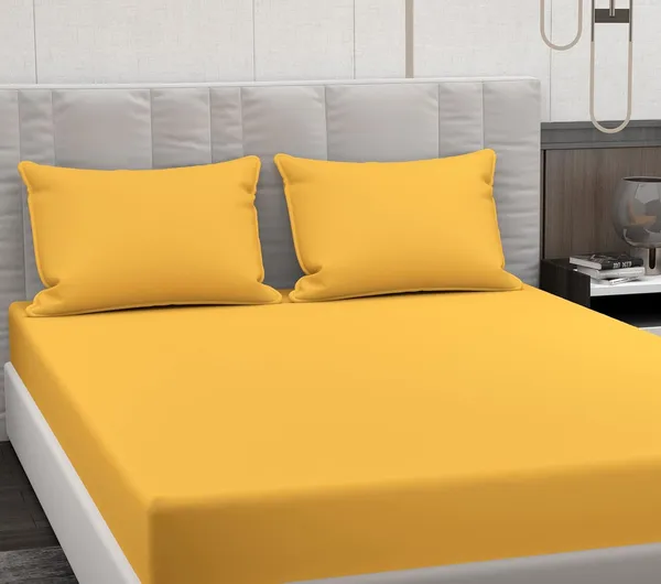 Yellow_Microfiber_Bedsheet_With_Pillow_Covers