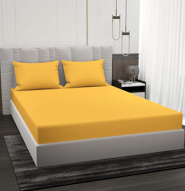 Yellow_Microfiber_Bedsheet_With_Pillow_Covers