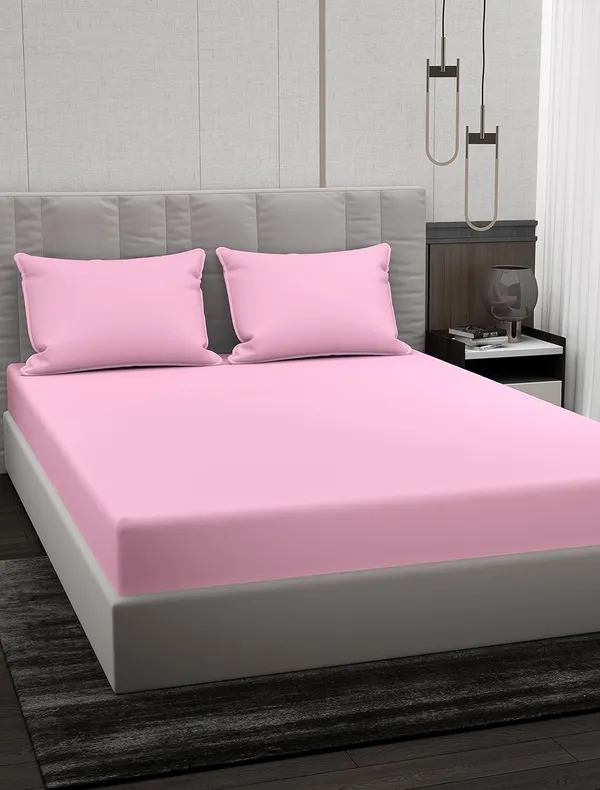 Pink_Microfiber_Bedsheet_With_Pillow_Covers