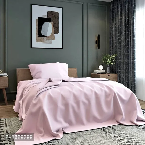 Light_Pink_Microfiber_Bedsheet_Single_Bed_With_Pillow_Cover