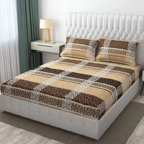 Multicolor_Microfiber_Printed_Bedsheet_With_Pillow_Covers
