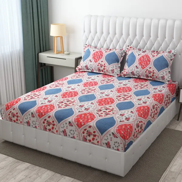 Multicolor_Microfiber_Printed_Bedsheet_Set_With_Pillow_Covers