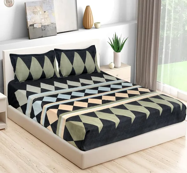 Multicolor_Microfiber_3D_Printed_Bedsheet_With_Pillow_Covers