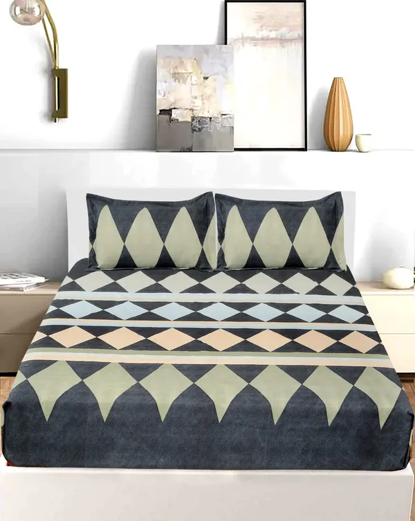 Multicolor_Cotton_3D_Printed_Bedsheet_With_Pillow_Covers
