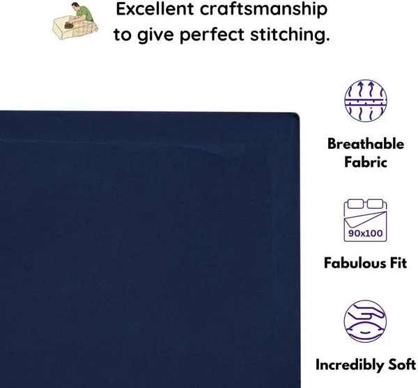 Navy_Blue_Cotton_3D_Plain_Bedsheet_With_Pillow_Covers_For_Double_Bed