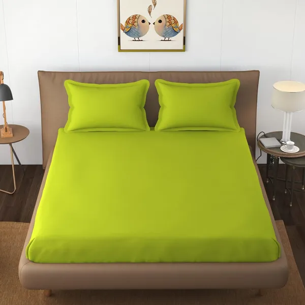 Green_Cotton_3D_Plain_Bedsheet_With_Pillow_Covers