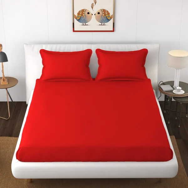 Red_Cotton_3D_Bedsheet_With_Pillow_Covers