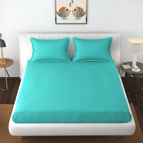 Aqua_Blue_Cotton_3D_Bedsheet_With_Pillow_Covers