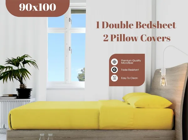 Yellow_Microfiber_Satin_Stripes_Bedsheet_With_Pillow_Covers