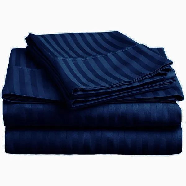 Navy_Blue_Microfiber_Satin_Stripes_Bedsheet_With_Pillow_Covers