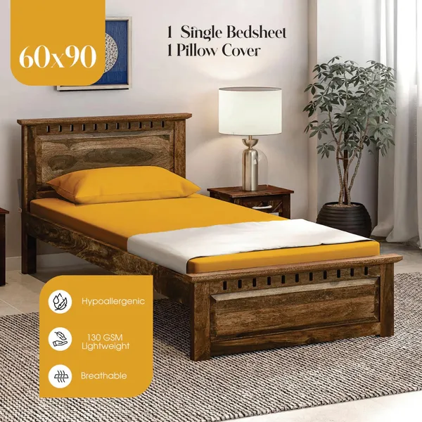 Yellow_Cotton_Bedsheet_With_Pillow_Covers