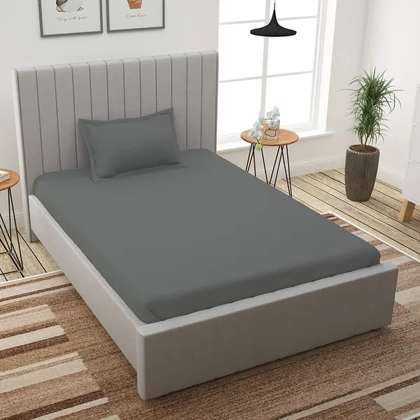 Dark_Gray_Cotton_Bedsheet_With_Pillow_Cover