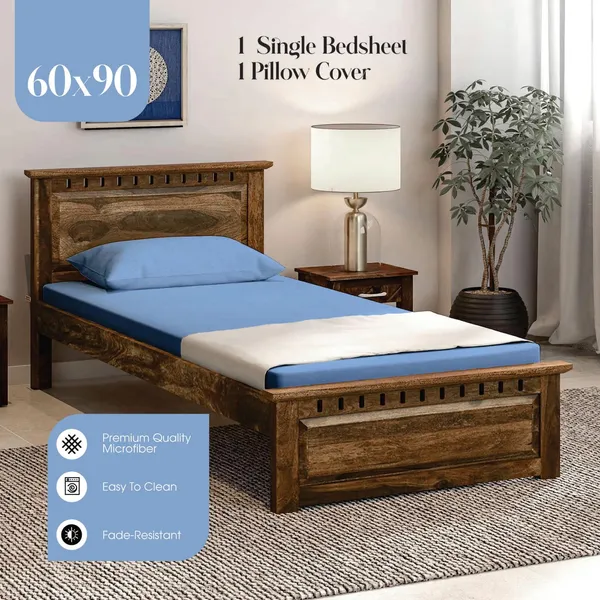 Sky_Blue_Cotton_Bedsheet_With_Pillow_Covers