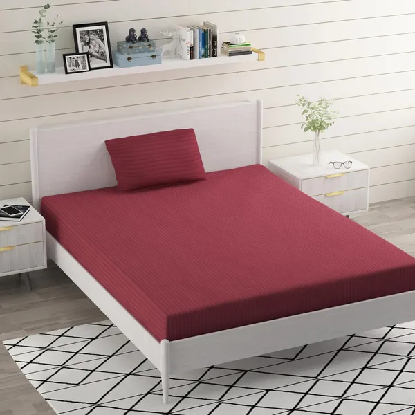 Dark_Wine_Microfiber_Single_Bed_Sheet_With_Pillow_Cover