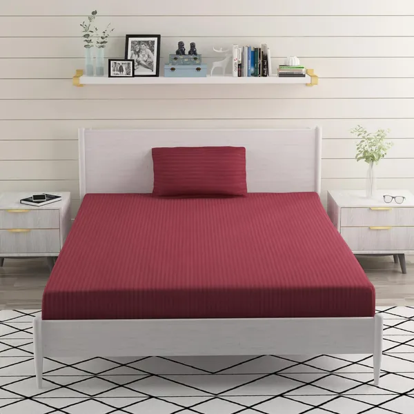 Dark_Wine_Microfiber_Single_Bed_Sheet_With_Pillow_Cover