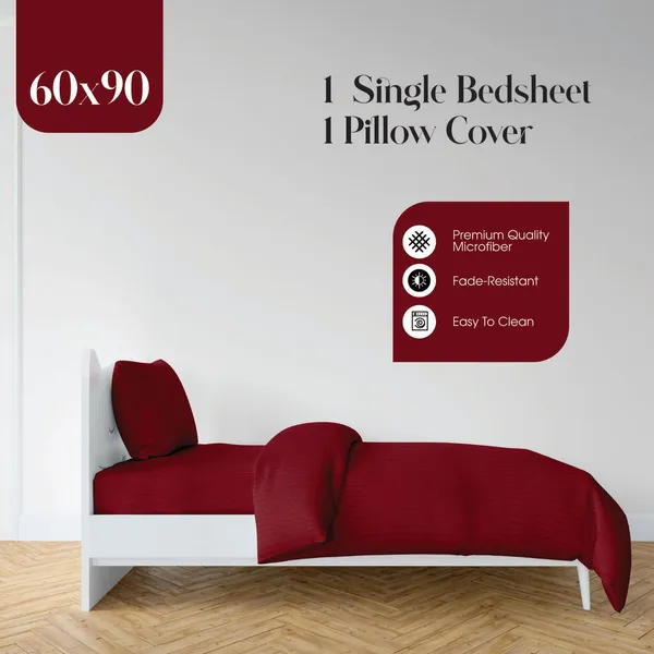 Dark_Wine_Microfiber_Single_Bed_Sheet_With_Pillow_Cover