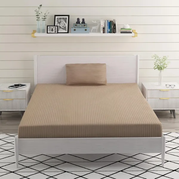 Dark_Beige_Microfiber_Single_Bed_Sheet_With_Pillow_Cover