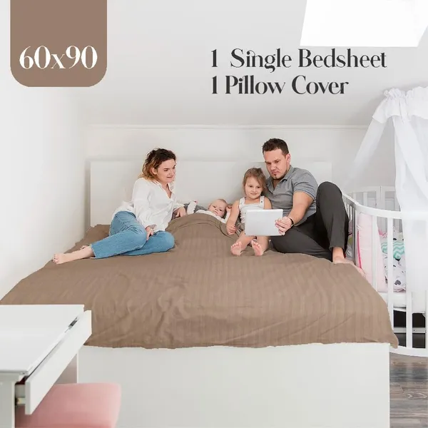 Dark_Beige_Microfiber_Single_Bed_Sheet_With_Pillow_Cover
