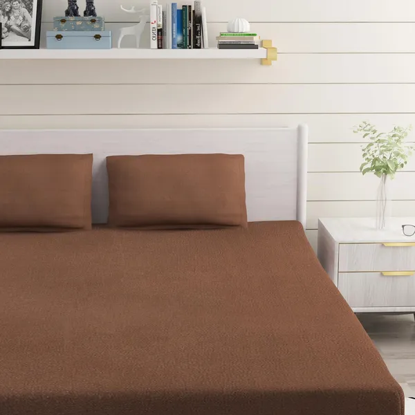 Brown_Microfiber_Double_Bed_Sheet_With_Pillow_Covers