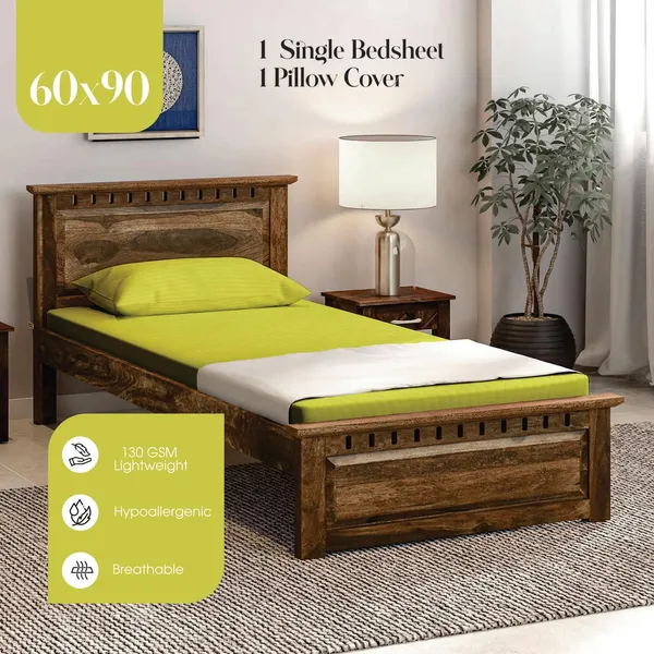 Green_Microfiber_Single_Bed_Sheet_With_Pillow_Cover