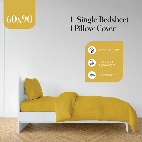 Yellow_Microfiber_Single_Bed_Sheet_With_Pillow_Cover