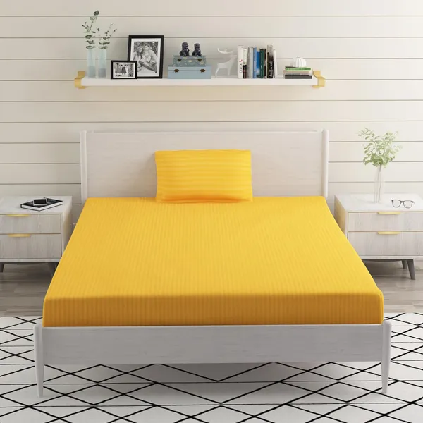 Yellow_Microfiber_Single_Bed_Sheet_With_Pillow_Cover