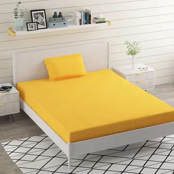 Yellow_Microfiber_Single_Bed_Sheet_With_Pillow_Cover