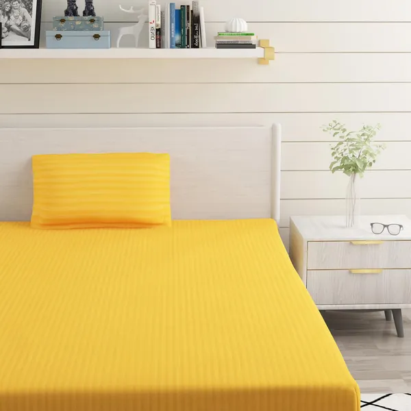 Yellow_Microfiber_Single_Bed_Sheet_With_Pillow_Cover