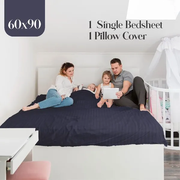 Navy_Blue_Microfiber_Single_Bed_Sheet_With_Pillow_Cover