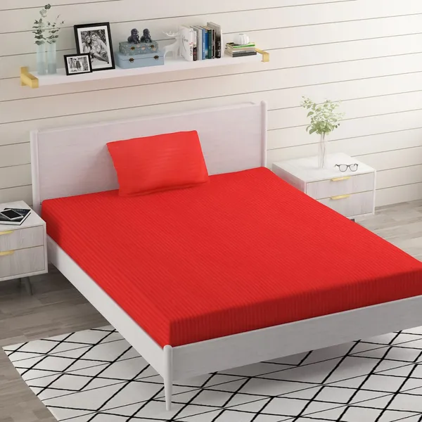 Red_Single_Bed_Cotton_Microfiber_Bedsheet_With_Pillow_Cover