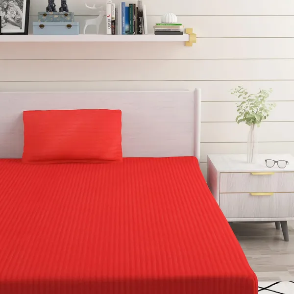 Red_Single_Bed_Cotton_Microfiber_Bedsheet_With_Pillow_Cover