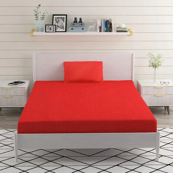 Red_Single_Bed_Cotton_Microfiber_Bedsheet_With_Pillow_Cover