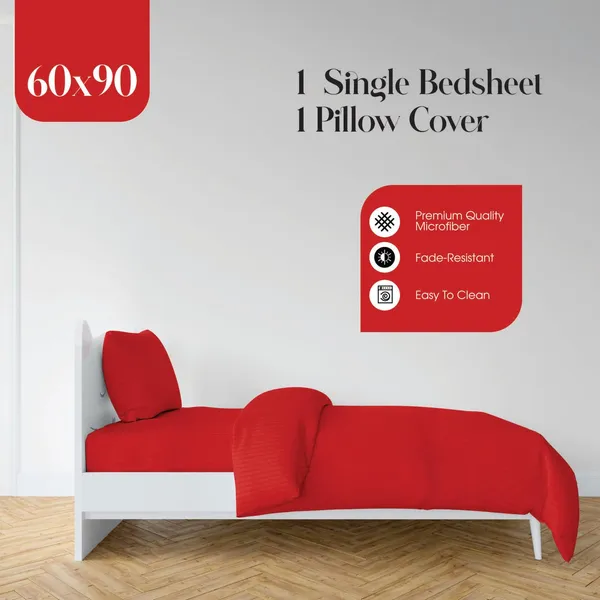Red_Single_Bed_Cotton_Microfiber_Bedsheet_With_Pillow_Cover